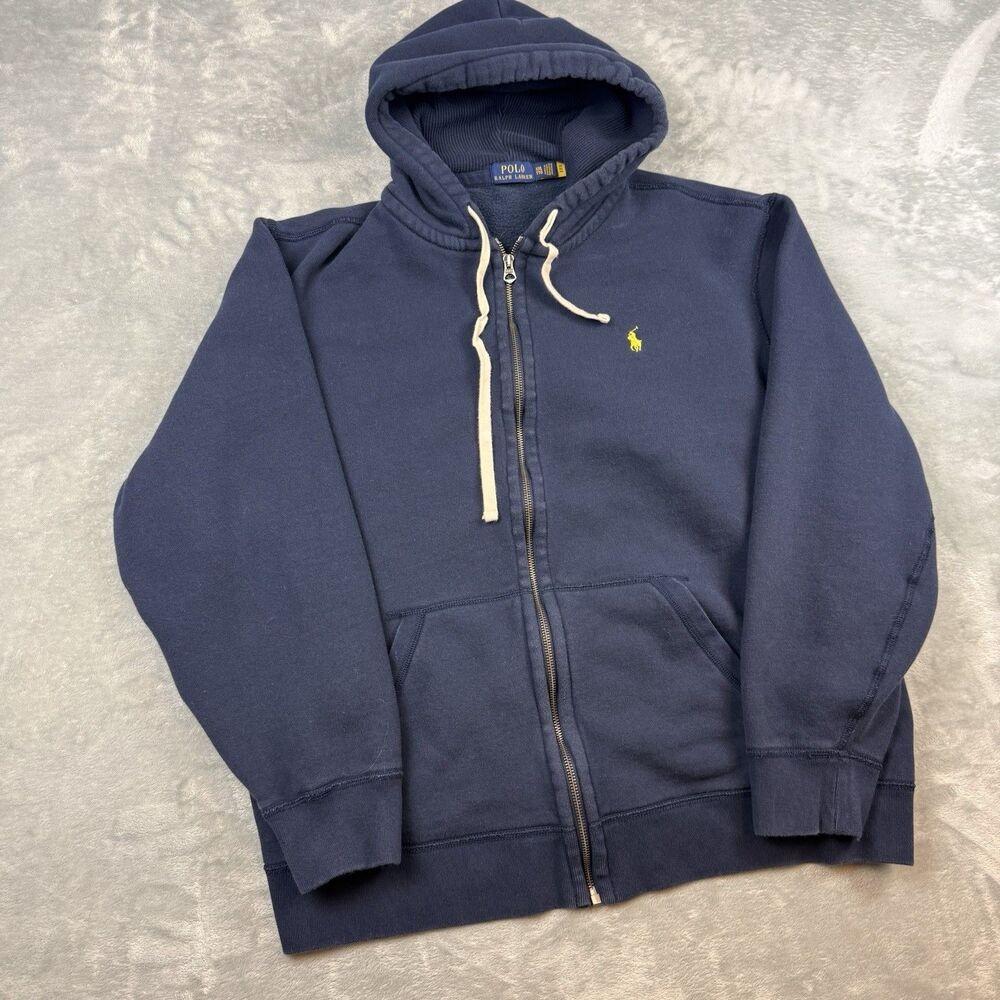 Polo Ralph Lauren Navy Full Zip Hoodie Yellow Pony XXL